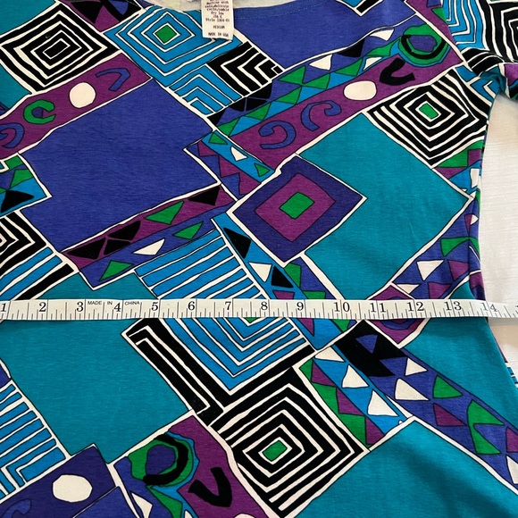 Vintage Geometric Colorful 90’s Dress in Blue and Purple - Picture 10 of 17
